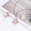 Rose Gold Yellow Gold Rhodium Silver Yellow Gold Plated Teardrop Pendant Necklace Earring Set Cubic Zirconia CZ Weddings Parties