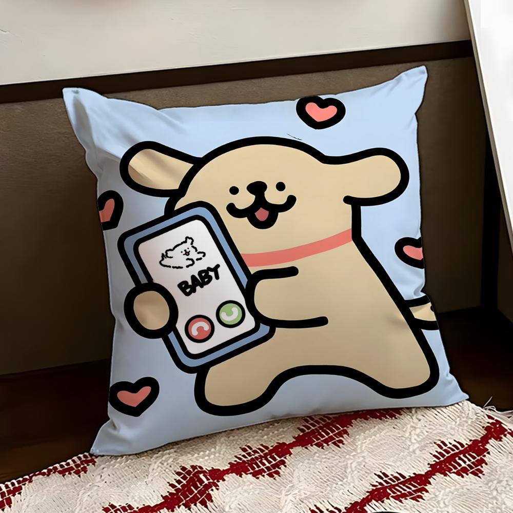 Cute LLine PPuppy Cushion Cover Reversible Soft Durable Pillow Cover Home Car MultiScene Use for Daily Comfort
