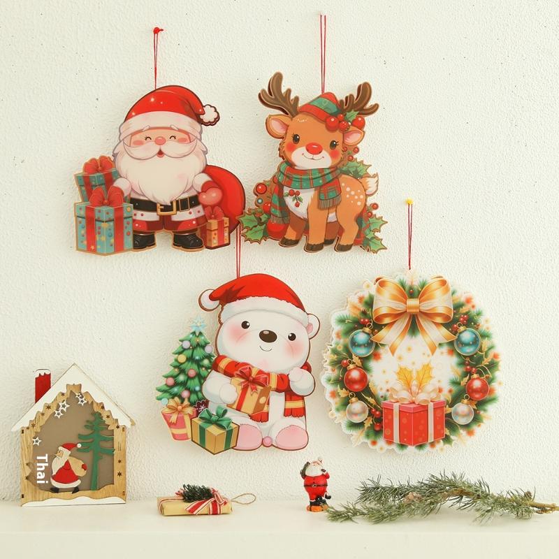 1Pc Luminous Door Hanging Decorations Christmas Home Diy Colorful Lights Snowman Scene Arrangement Hanging Decorations