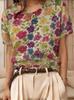 Blumenprint Rundhals Pullover Kurzarm Strickpullover für Damen - Sommer 2026 Edition