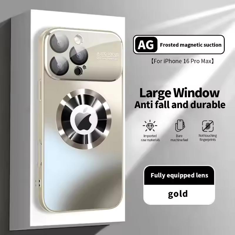 

Новый роскошный матовый чехол цвета «металлический титан» для iPhone17 Air 16 15 14 Plus 13 12 11 Pro Max для Magsafe, чехол с защитой камеры и стеклянной линзой iPhone 13 Pro золотой