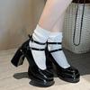2025New Mary Jane Pumps For Women Girls Fashion Brand New Chunky Heel Wedding Dress Shoes Spring New Pumps Classic Double Buckle