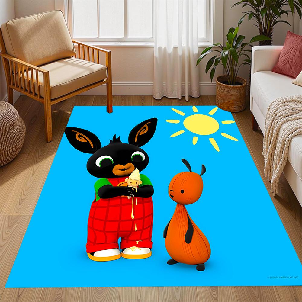 Bing's Birthday Celebration Themed Anti-Slip Rugs - Polyester Home Decor, Suitable for Bedrooms, Living Rooms, Doorways, Studios, and Decorations