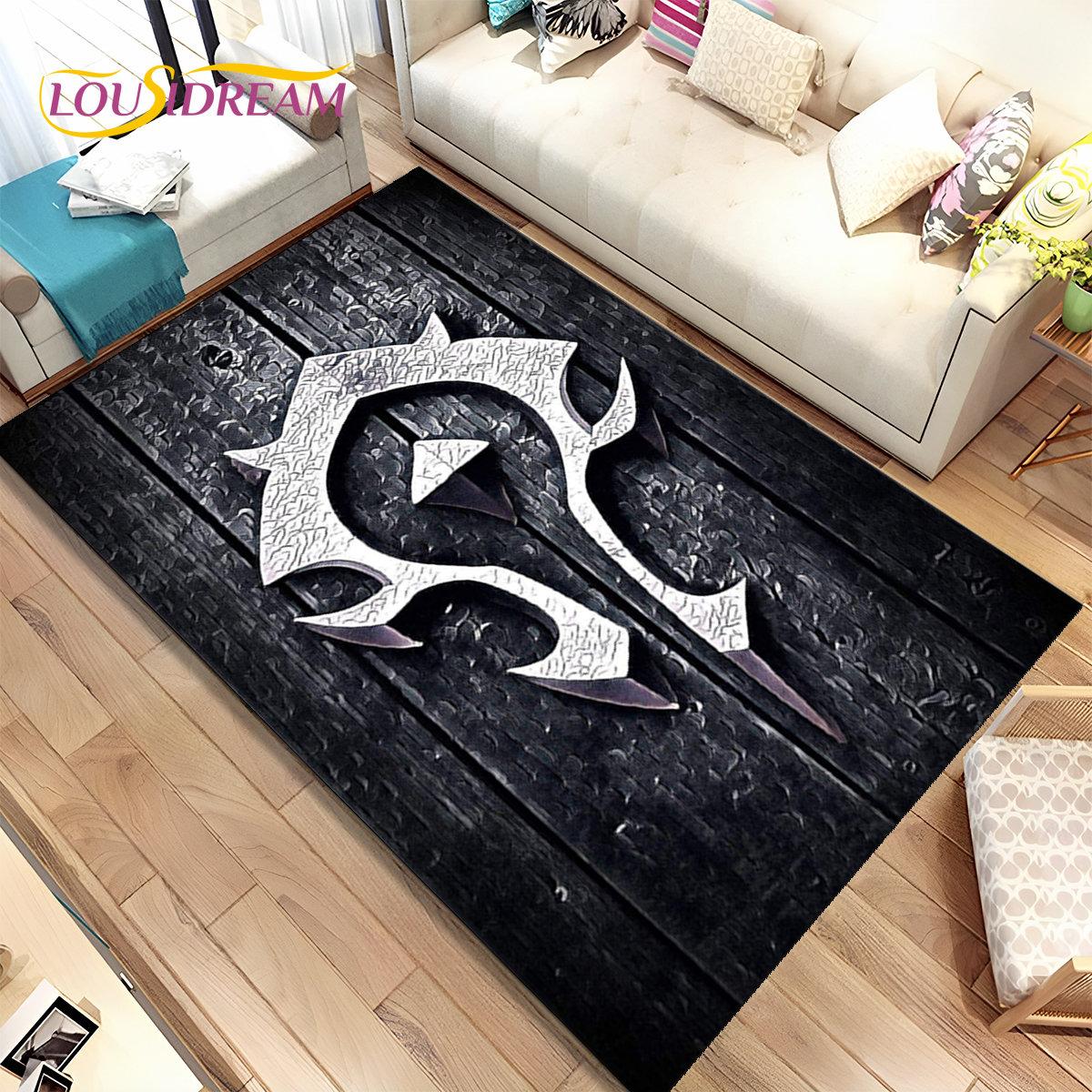 World of Warcraft, WOW, Game Gamer-Bereichsteppich, Teppichteppich für Wohnzimmer, Schlafzimmer, Sofa, Fußmatte, Dekoration, rutschfeste Kinder-Bodenmatte, 3D 40cm x 60cm white