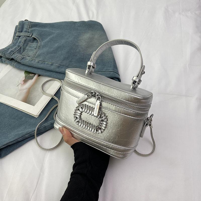 

Французский стиль женские ручки мини квадратные сумки новая мода текстурированная сумка-ведро шикарный дизайн универсальная женская сумка через плечо (20cm<Max Length<30cm)