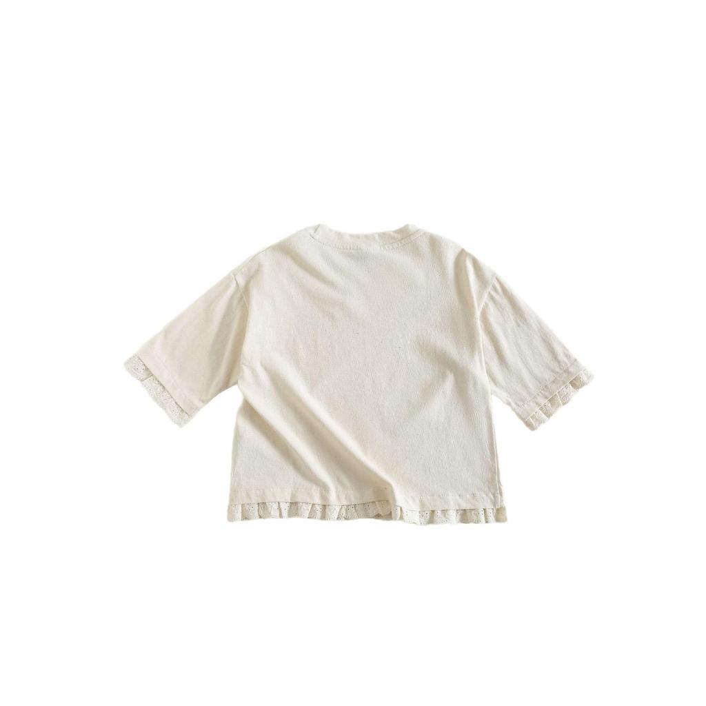 2025 Autumn Korean-Style Girls' Lace Long Sleeve Casual T-Shirt