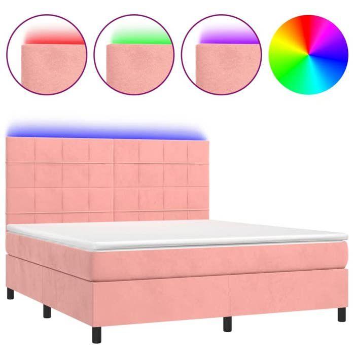 VidaXL Slatted Bed Base with Mattress and LED, Upholstered Bed, Double Bed, Adult Bedroom Interior Bed, 3136136