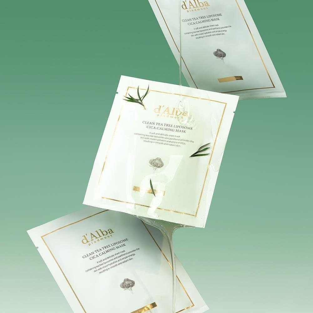 d'Alba Vegan Tea Tree Cica Calming Sheet Mask Soothing Hydrating 25g 10ea (2BOX) Facial Mask Korean Skincare