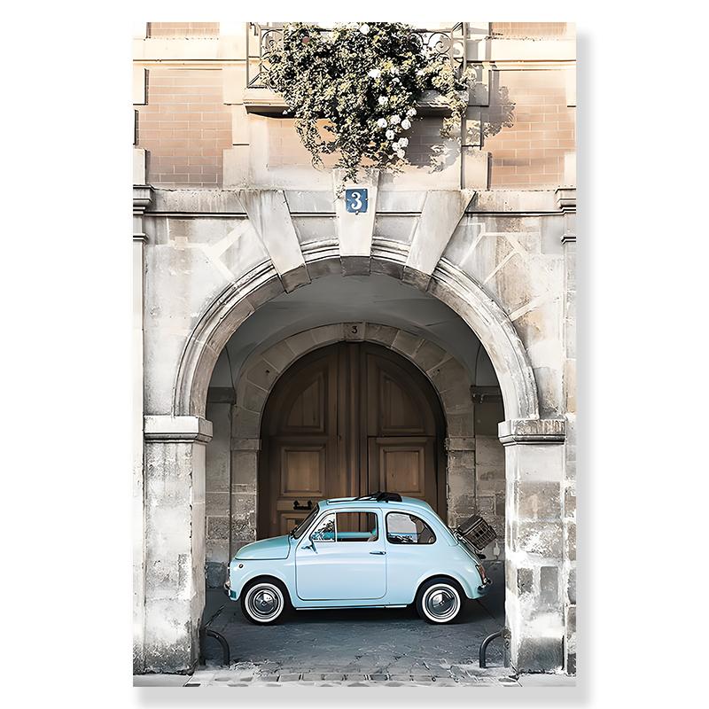 Casual Landscape Nordic Europe Town Canvas Picture House Beach Courtyard Sunlight Car Poster Lemon Bohemian Living Room Painting