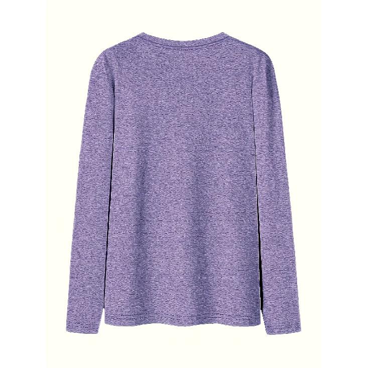 Women's Letter Print Long Sleeve English letter print, round neck, casual style, loose fit, autumn and winter T Shirt Fashionable vintage-style tops