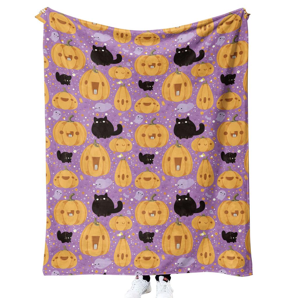 Halloween Pumpkin Design digitalprinted polyester Bedroom velvet flannel soft sofa cover blanket Fleece soft sofa cover