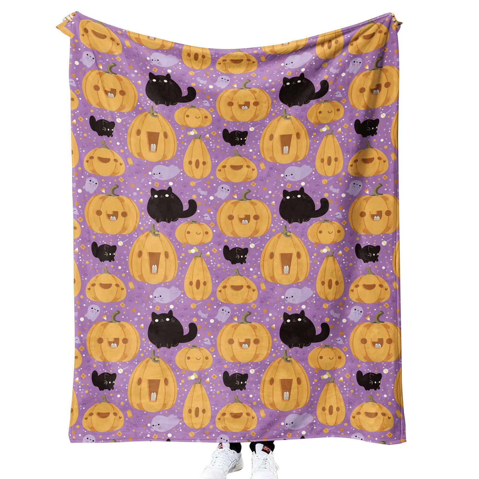 

Halloween Pumpkin Design digitalprinted polyester Bedroom velvet flannel soft sofa cover blanket Fleece soft sofa cover 75x100cm