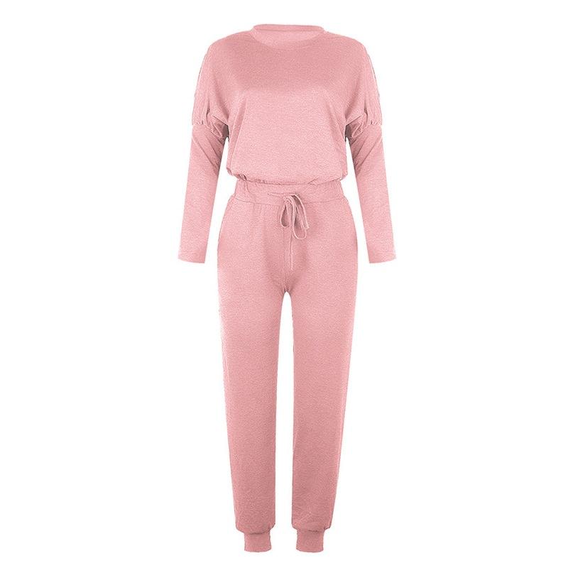 Spring and Autumn New Women's Loose Solid Color Long-sleeved Casual Suit Comfortable Sportswear