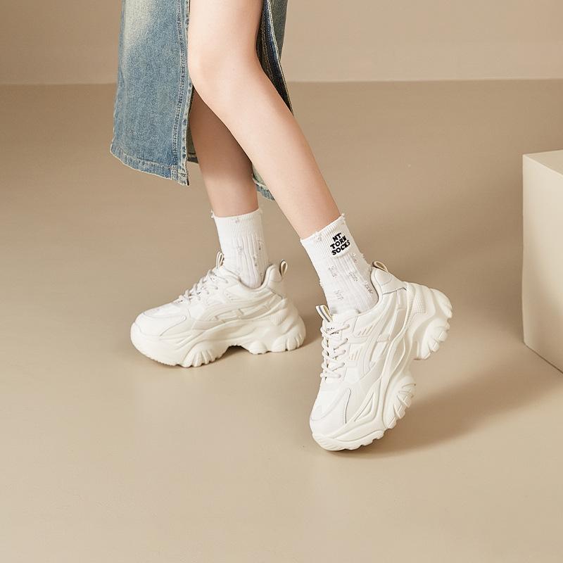 Augustine Leather Dad Shoes Women's 2025 New Autumn and Winter Platform White Casual Sports Small Running Shoes