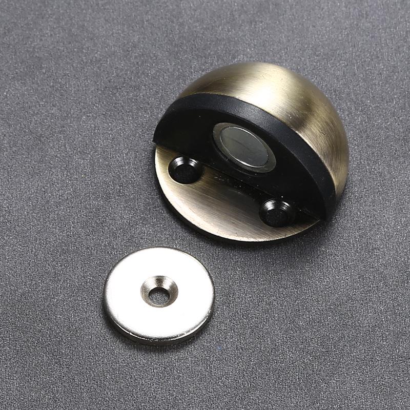 No-Drill Stainless Steel and Wood Magnetic Door Stopper Anti-Collision Floor Mount