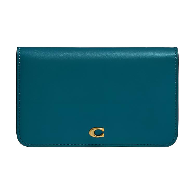 

Coach Card Case 13 Solid Color Snap Closure Open Pocket Leather Mini Wallet Women Wallets Dark-Tortoise C4818-B4MVT Basic Set (Bag+Dust Bag)