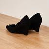 Slope Heel Single Shoes Women's Autumn New Fashion Cm Design Sense Niche Bow Single Shoes Women's Big