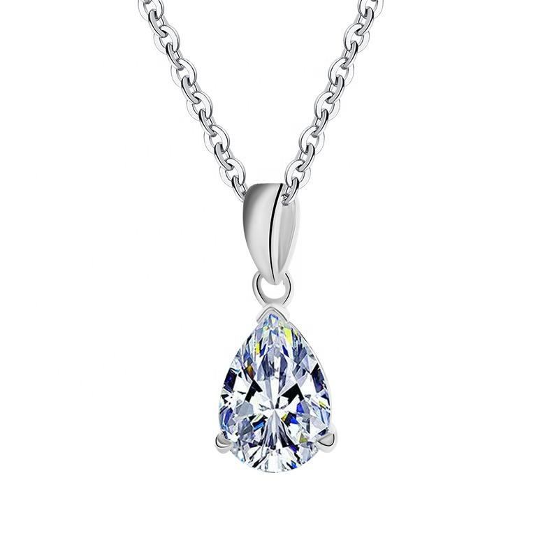 High Quality  Fine Jewelry Water Drop Moissanite Pendant Necklace for Women Gifts Collarbone Chain  Moissanite Necklace