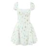 2025 Chic Puff Sleeve Mini Dress with Sweet Print - French Square Neck, Holiday Style