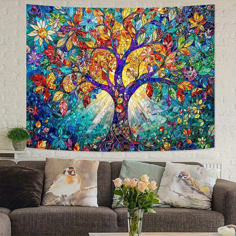 Buntes Baum-Wandteppich-Hintergrundtuch Hängendes Tuch Schlafzimmer Nachttisch Dekorative Wandtuch Miete Studentenwohnheim Wandteppich