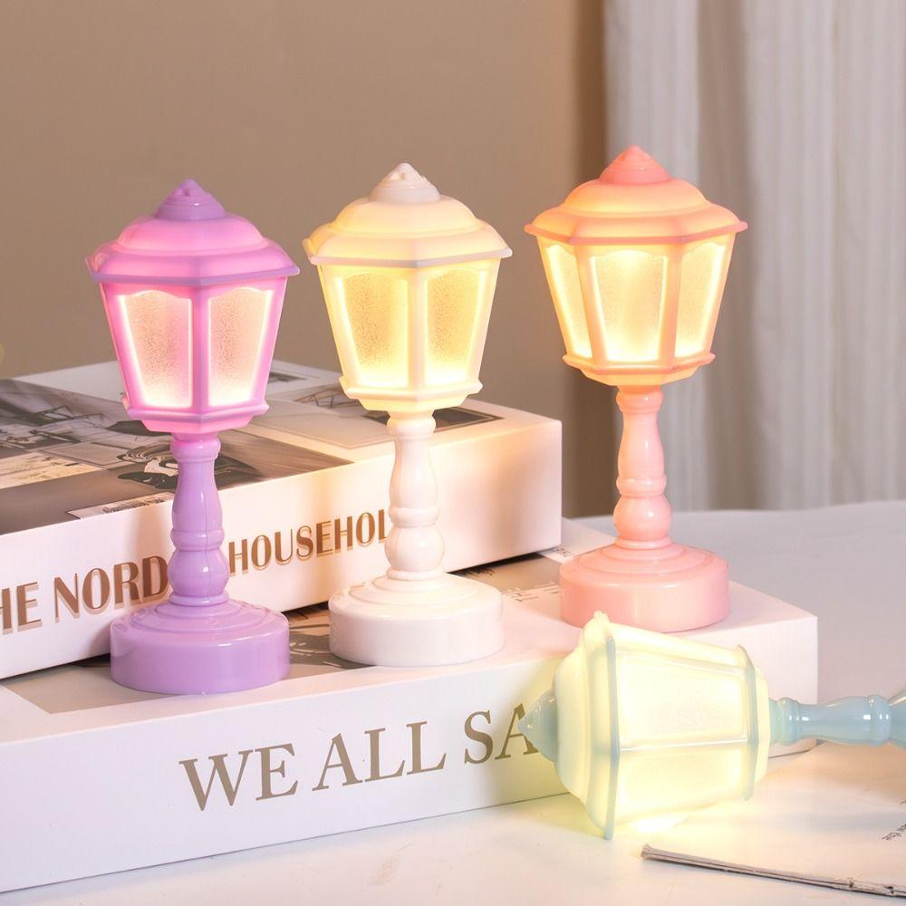 Dollhouse Miniature Flower Bud LED Table Lamps Simple Bedside Lamp Mini Night Light Home Decor