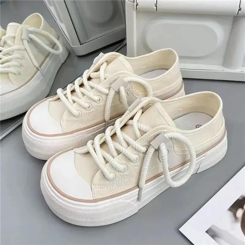 

Женские парусиновые туфли на платформе, шнуровка, массивные кроссовки, женские уличные кроссовки, модная обувь с большим пальцем, повседневная обувь, Sapatos Feminino Tenis 35 бежевый