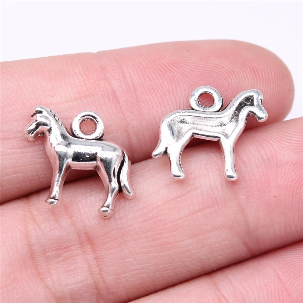 20pcs Running Horse Charms For Jewelry Making Tibetan Bronze Silver Color Pendants Antique Jewelry Making DIY Handmade Craft