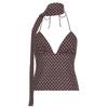 Sweet and spicy fashion polka dot print sexy V-neck back strap scarf sling small vest Spice girl slim top