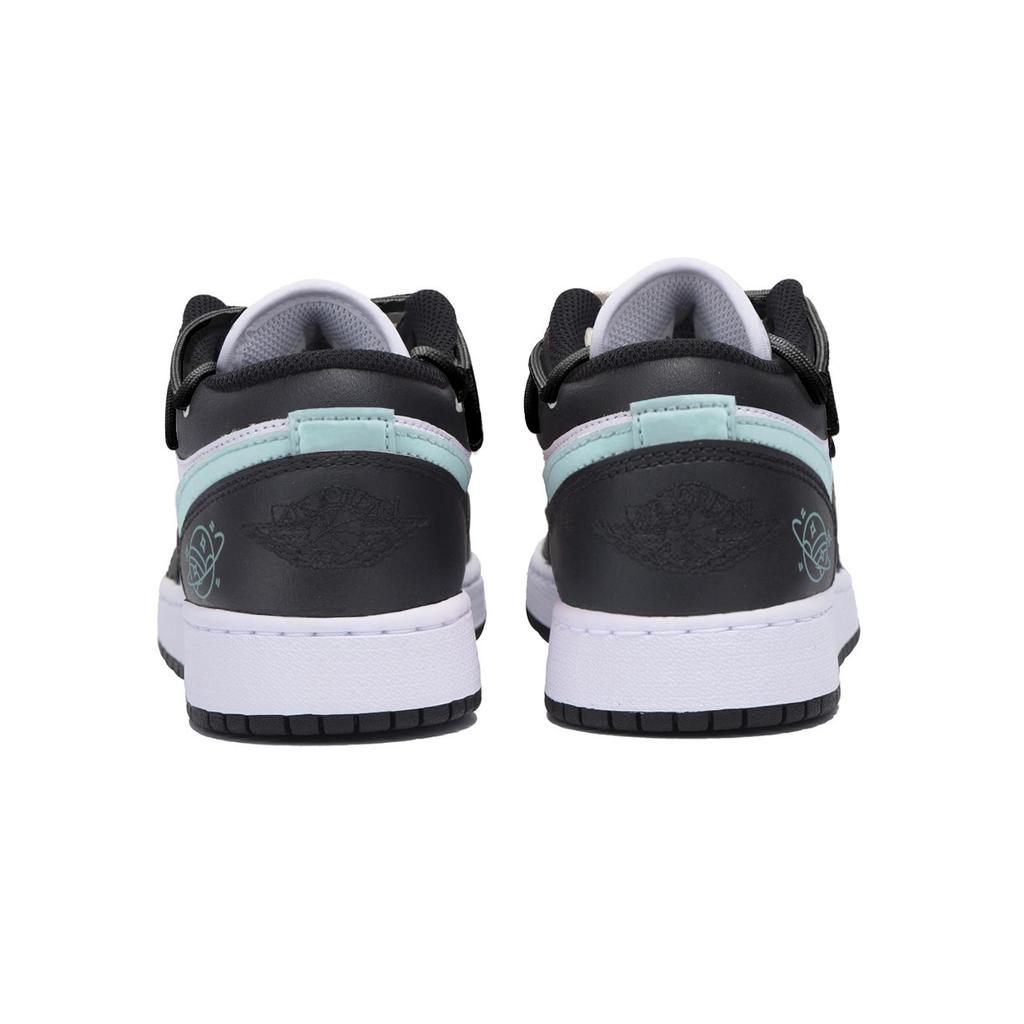 Jordan Air Jordan 1 Abrasion Resistant Slip Resistant Low Top Vintage Basketball Shoes Men's Black White Blue 553558-131(Team85-)