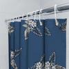 Luxury Bath Shower Curtain With Leaf Floral Print, Blue Waterproof Fabric For Home Bathroom Decor Size Customizable (M)