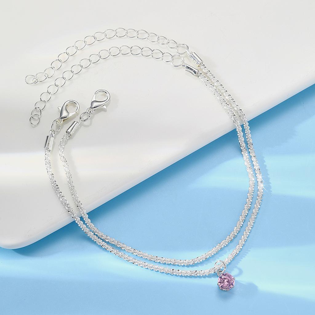 2Pcs Gold Color Colorful Zircon Bracelets Set for Women Personality Fashion  Rhinestone Pendant Bracelet Popcorn Chain Adjustable Wedding Jewelry Gift