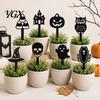Witch Hat Flower Pot Decor 5Pcs Halloween Planter Stakes, Acrylic Garden Sign for Outdoor Yard Lawn Backyard, Unique Gifts Gardeners Ghost House Black