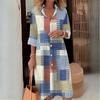 EastRogue Chemise Robe Décontractée Automne Hiver Femme Tempérament Boutons Col Chemise Manches Longues Ample