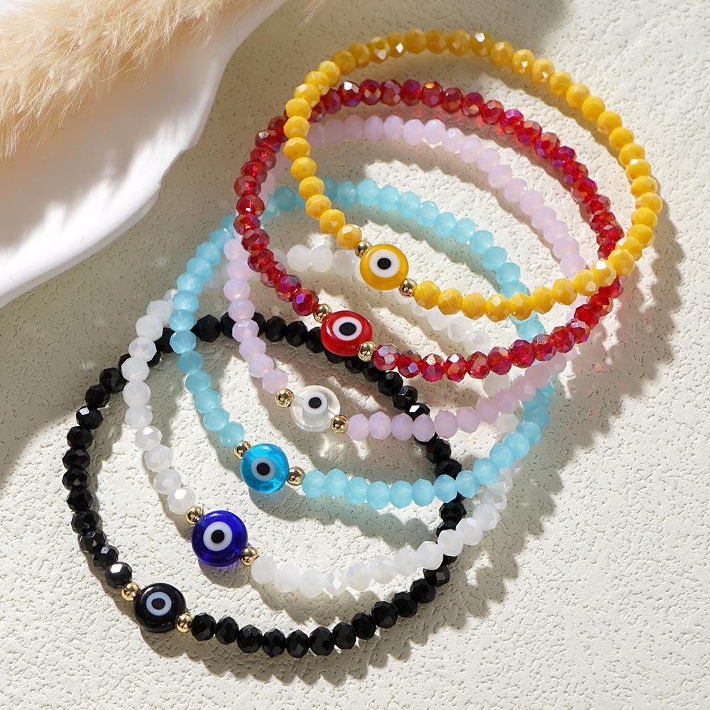 Multicolor Crystal Evil Eye Bracelet - Trendy Beaded Design for Everyday Wear