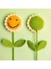 6Pcs Handmade Crochet Sunflower,Smile Knitted Flowers, Artificial Woven SunFlowers Best For Teacher's Day, Graduation Gift