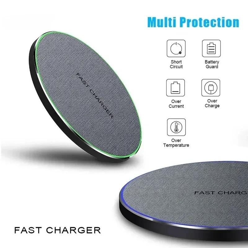 Ultra-Thin Fast Wireless Charger Pad for Samsung Galaxy S24 S23 S22 iPhone 16-12 Pro Max Wireless Induction Charging Station