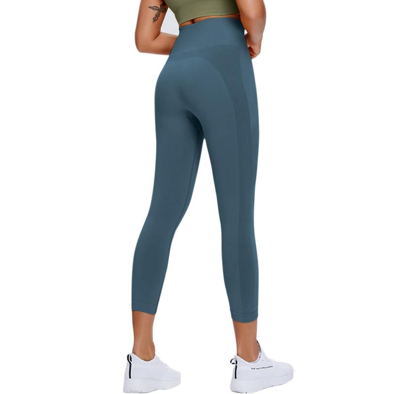 

Seven-Point Pants Fitness And Moisture Absorbing Breathable Pants, Yoga High Waist Tight Fitting, Hip Lifting, Running, Fitness Pants For Women S синій