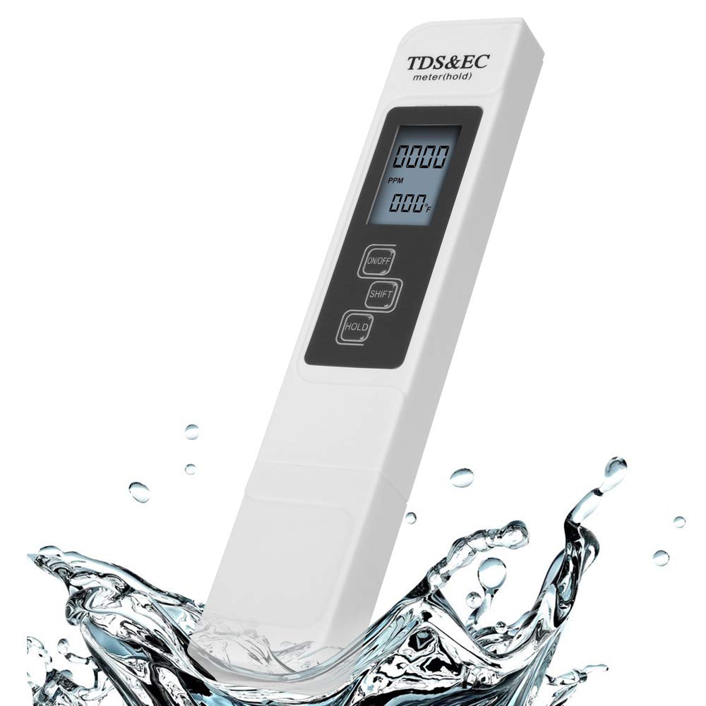 

White Digital Water Quality Tester TDS EC Meter Range 0 to 9990 Multifunctional Water Purity Temperature TEMP PPM Tester білий