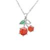 Cherry Fruit Necklace - A Simple and Versatile Summer Accessory for Women, Featuring A Lockbone Chain with A Charming Cherry Fruit Design.