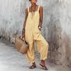 Women's Sleeveless Side Tie Wide Leg Jumpsuit Striped Casual Romper