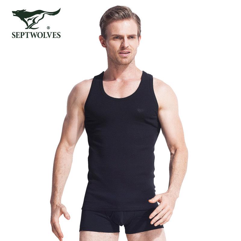 

Мужской спортивный жилет Septwolves из чистого хлопка с эластичной отделкой - белый XXL