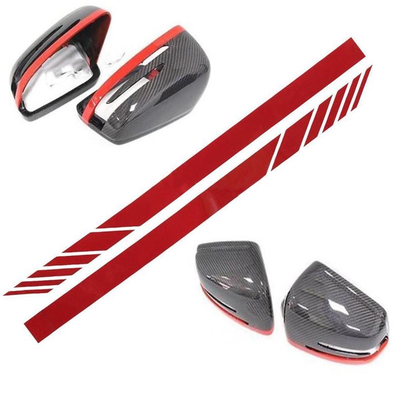 4x Adesivo de vinil vermelho de fibra de carbono para carro, decalque para espelho retrovisor, acessórios faça você mesmo