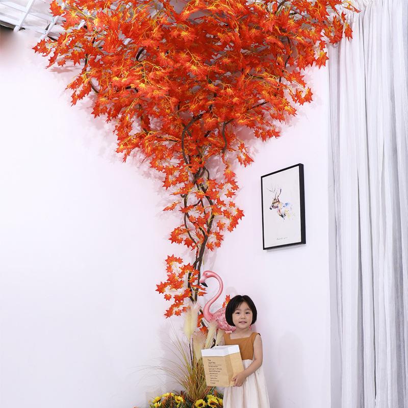 Artificial Red Maple Leaf Branches for Autumn Garden Decor