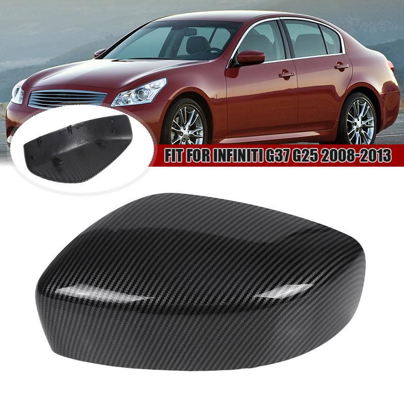 Side Wing Mirror Cover For Infiniti G37 2008-2013 G25 11-12 Q40 2015 Q60 14-15 Gloss Black /Carbon Fiber Rearview Mirror Cap