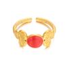 Stainless Steel Gold Color Ring For Women Vintage Dripping Oil Heart Shape Opal Opening Adjustable Finger Ring Party Jewelry