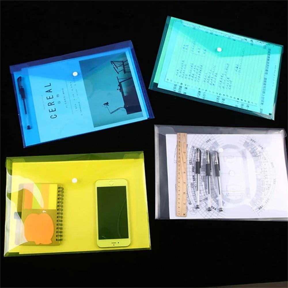 1Pcs Clear Document Files Folders with Snap Button Envelope Popper Wallets  for School Office Home