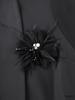 Women's Plus Size Waist-Cinched Black Suit Set with Ruffle Sleeves and 3D Flower Blazer