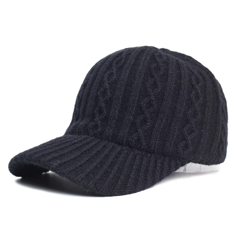 Versatile Peaked Hat Solid Color Snapback Cap Trendy Knitted Baseball Cap  Unisex
