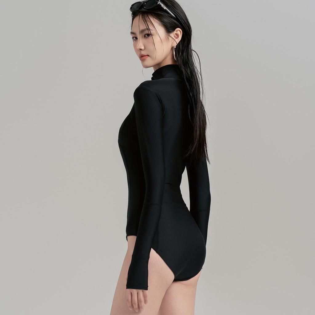 Bañador de Manga Larga de Secado Rápido con Cuello Alto para Mujer - Protector Solar, de una Pieza para Surf, Buceo, Snorkel, Vacaciones en la Playa