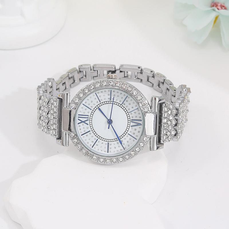 5 STÜCKE Personalisierte Luxus Diamanten Damen Zeiger Digitale Quarzuhr Herzform Weiblichen Anhänger Halskette Armband Ohrringe Schmuck-Set